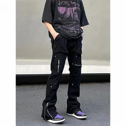 Techwear Jeans Men Y2k Black Fashion Wide Leg Denim Pants for Men Casual Streetwear Hip Hop Straight Baggy Jeans Stylish