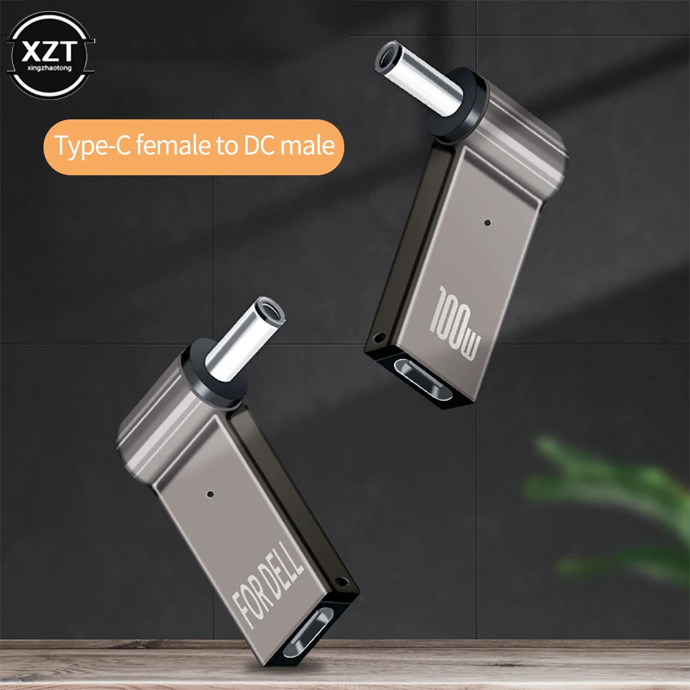 5A 100W PD Converter Trigger Jack DC to Type C Femal 5.5/7.4 Zinc Alloy with Light Head Power Adapter for Dell/HP/ASUS Laptops