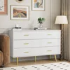 6 Drawer Dresser for Bedroom, Wooden Double Dresser with Gold Handles, Modern Chest Dresser with Deep Drawers for Living Room 1