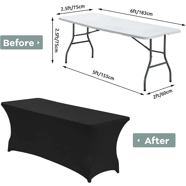 Couverture de Table en Spandex extensible de 4 6 8 pieds, pour Tables rectangulaires, nappes lavables et résistantes aux rides, protection de Table Durable JT442 2