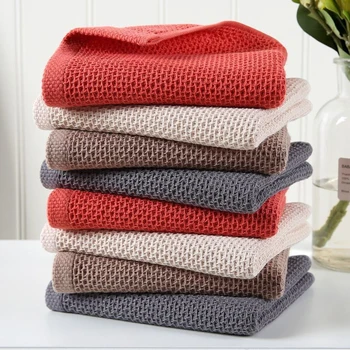 Asciugamano da cucina in cotone 100% Panno per pulizia ultra morbido Panno per pulizia a nido d'ape per waffle Accessori per la cucina domestica 1