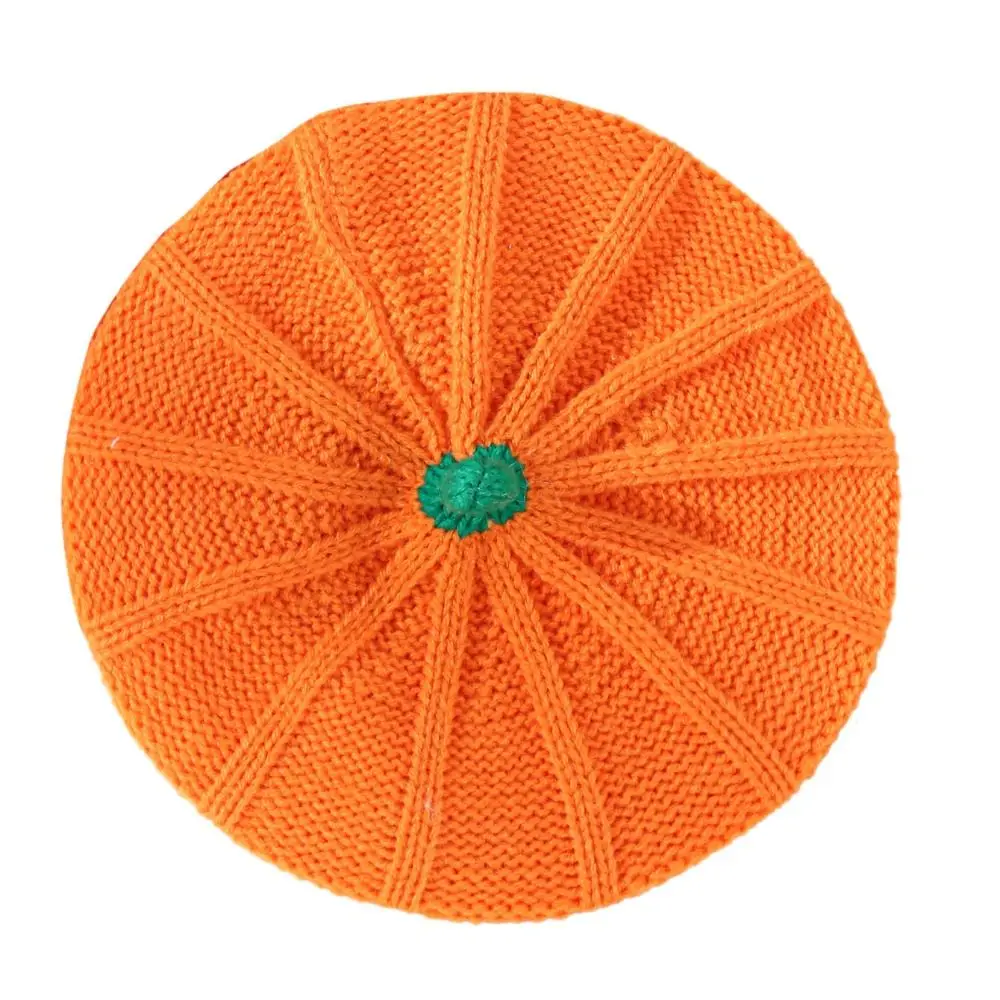 Fashion Orange Pumpkin Beret Painter Hat Keep Warm Knitted Hat Octagonal Cap Peaked Cap Parent-Child Hat Party