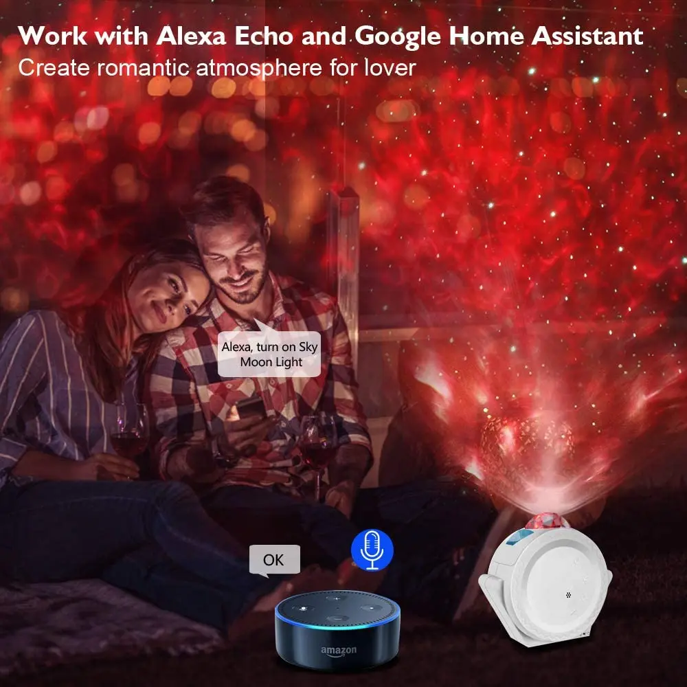 Proyector de estrellas Led Alexa Proyector Estrellas, Luz Nocturna Infantil  con Smart App, Control d