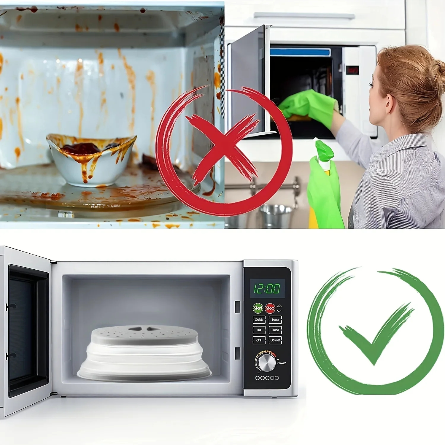 Collapsible Microwave Splatter Cover Multifunctional Food Cover Drain Basket Heating Splash-proof Kitchen Accessories