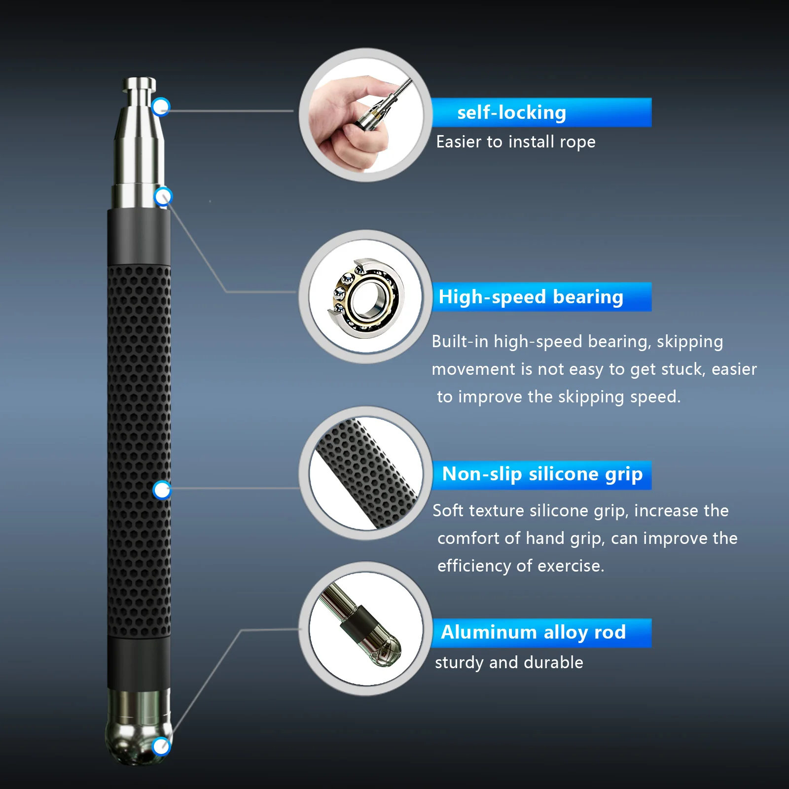 Jump Rope with Ball Bearings Adjustable Aluminum Alloy Handle