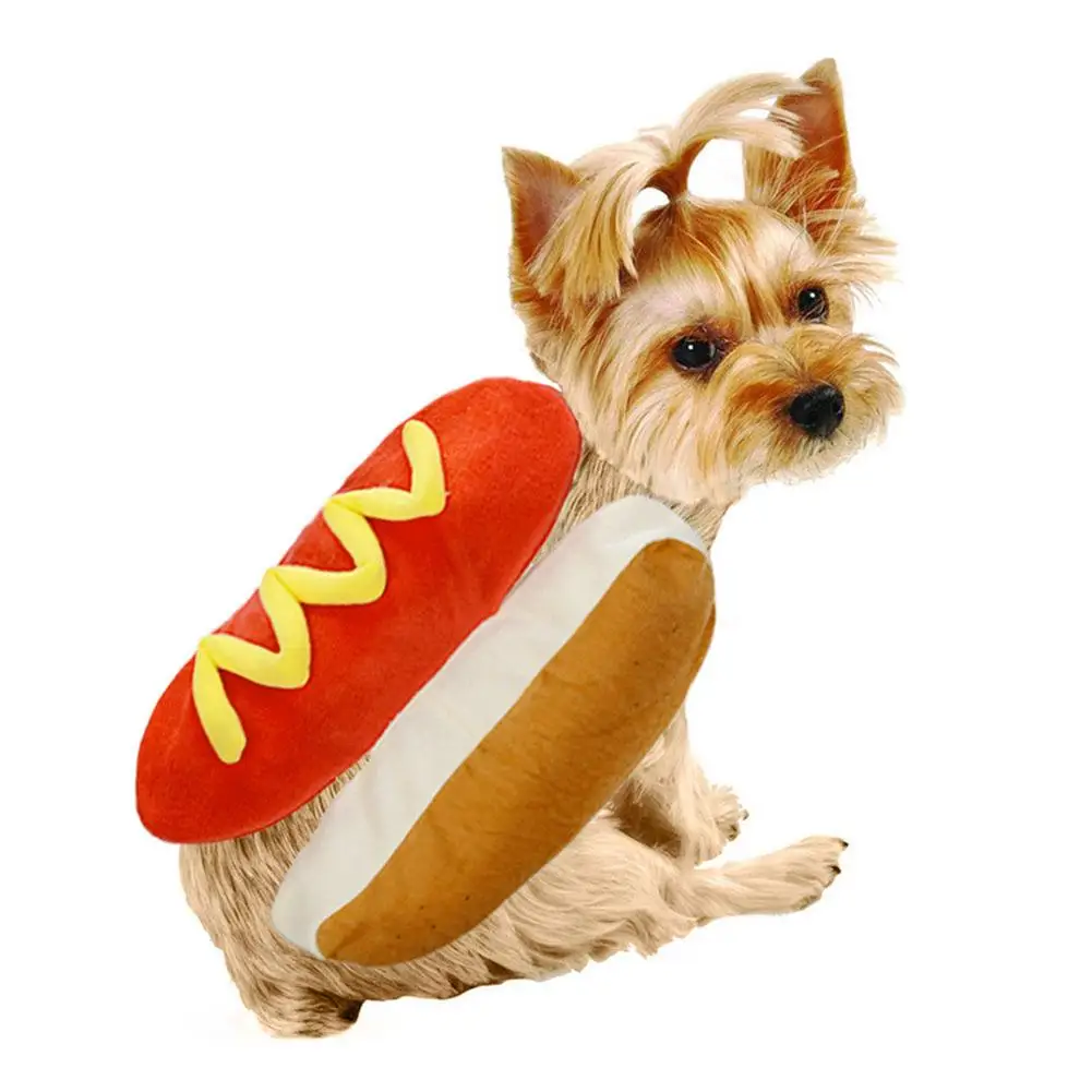 Pet Dress Up Costume Hot Dog Shaped Dachshund Sausage Adjustable Cosplay Clothes Funny Warm for Puppy Dog Cat Dress Up Supp S2X5