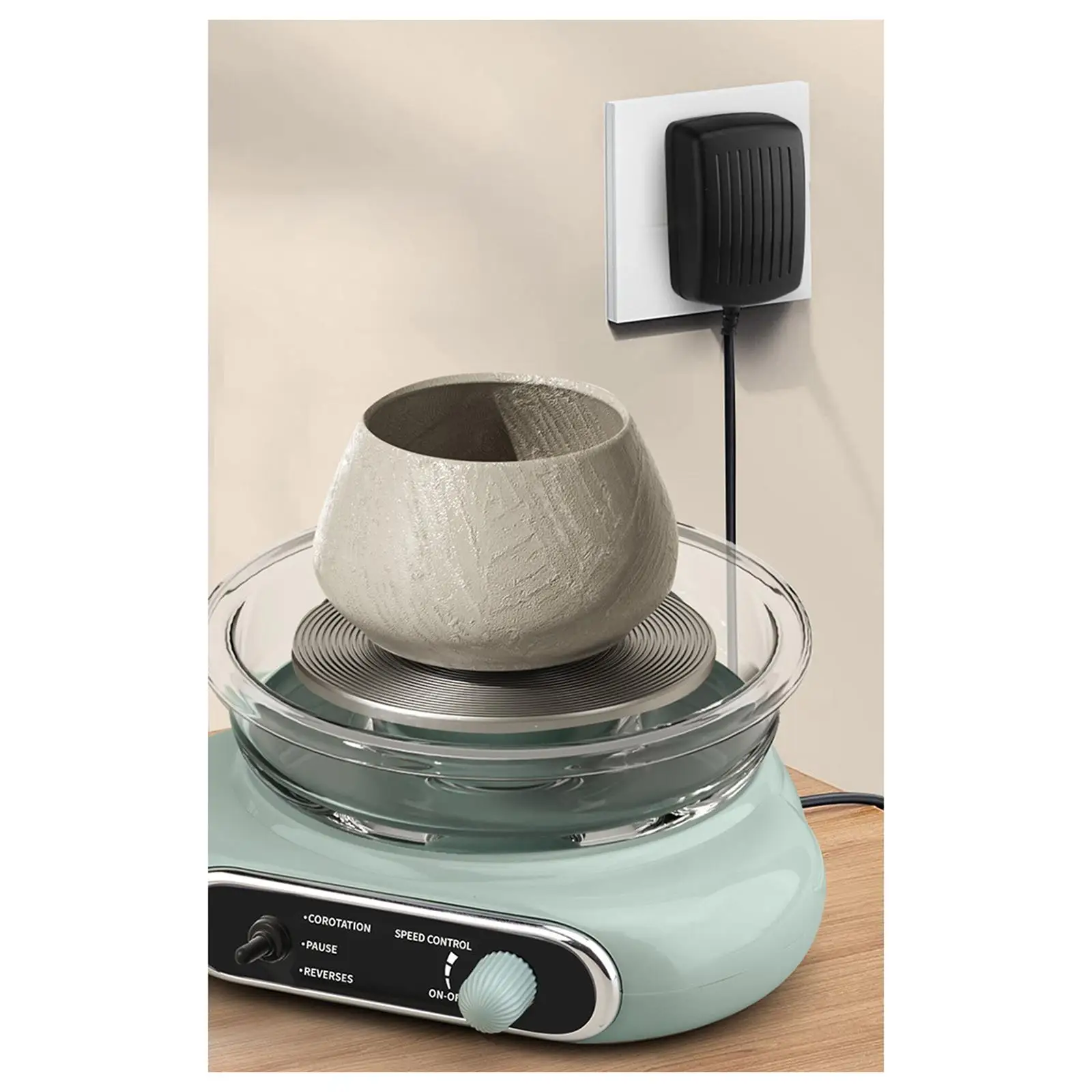 Mini Pottery Wheel Kit Electric Pottery Machine Two Way Rotation Electric Clay Wheel for Children Adults DIY Craft Projects