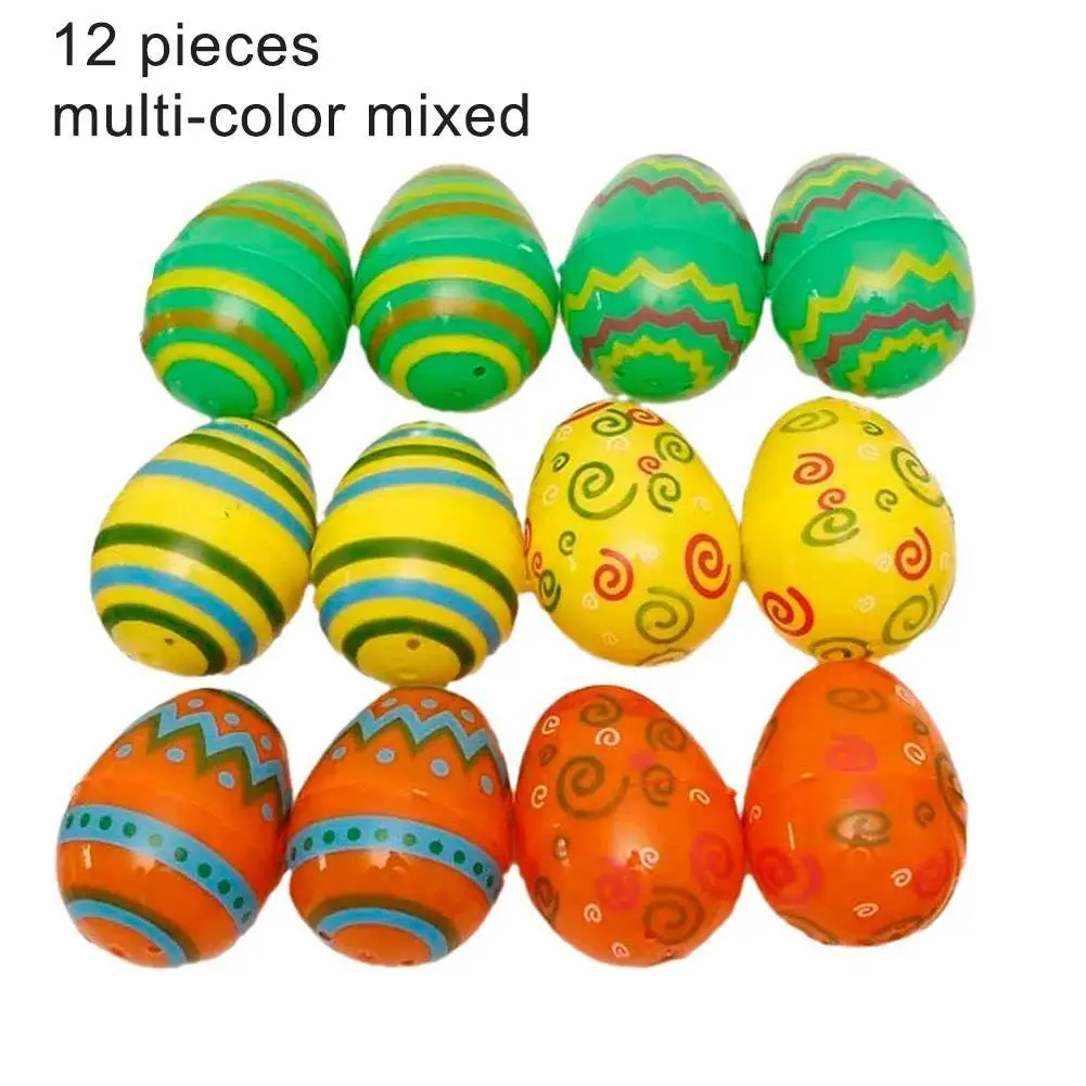 

12Pcs Kids Easter Fillable Opening Egg Colorful Plastic Eggs Favors 2024 Easter Party Home Decorations Candy Gift Packaging Box