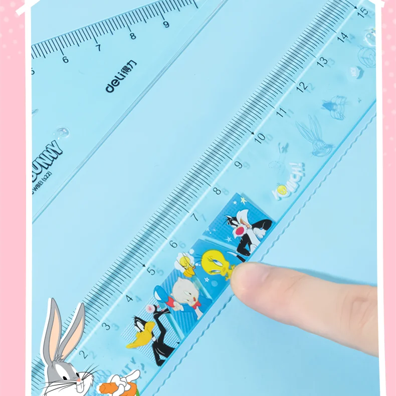 Deli VC107-LT Looney Tunes 15cm Easy Pickup Tape Set Of Rulers Supplies School Office Stationery
