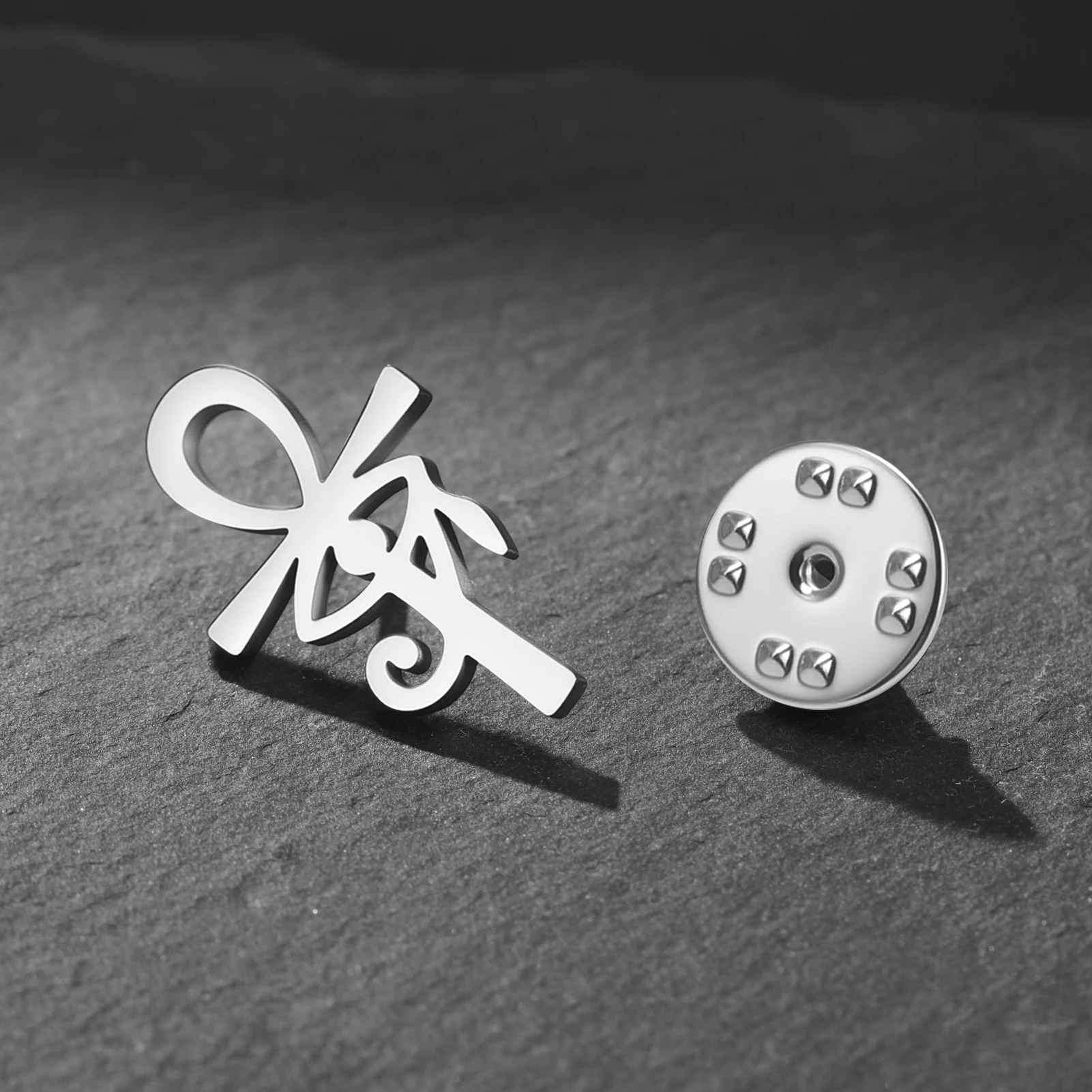 Sipuris Egyptian Cross Brooch For Women Men Stainless Steel Vintage Eye of Horus Brooch Pin Badge Jewelry Party Gifts Wholesale - Image 3