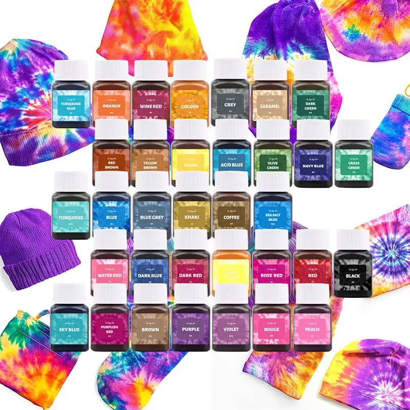30/50ml Bottle Fabric Tie Dye Powder Old Clothes Color Refurbished Cooking Free Dye Powders Cotton Nylon Clothes Tie Dyeing