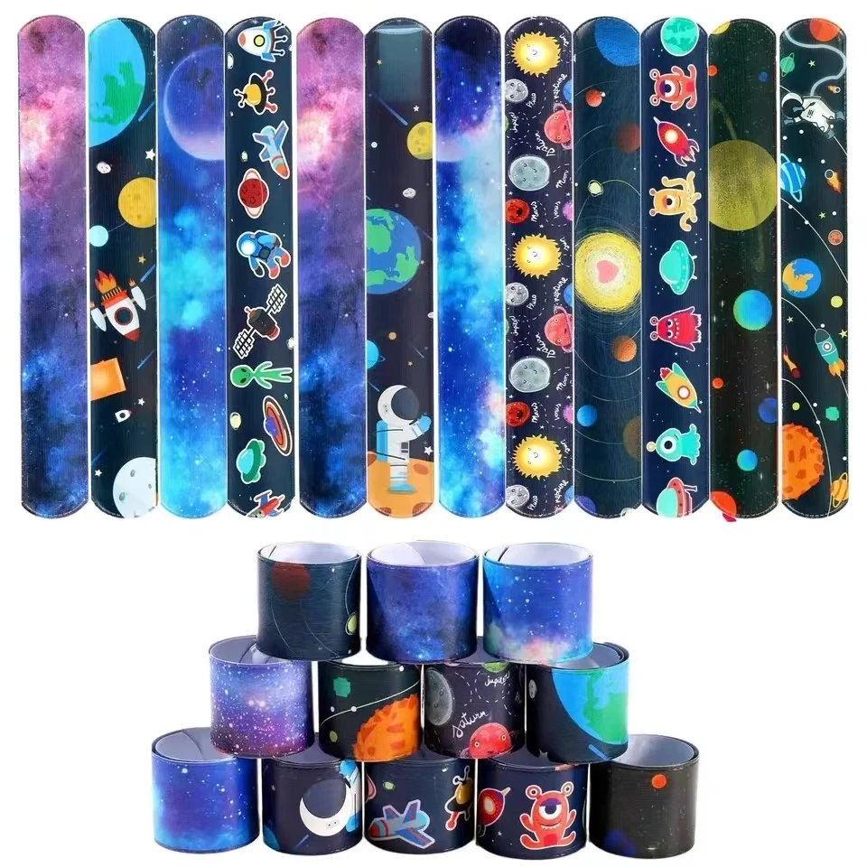 Space Astronaut Snap Bracelets-Pinata Toy Loot/Party Bag Filler Kids Pocket Slap Band Gift For Boy Girls Birthday Party Favors