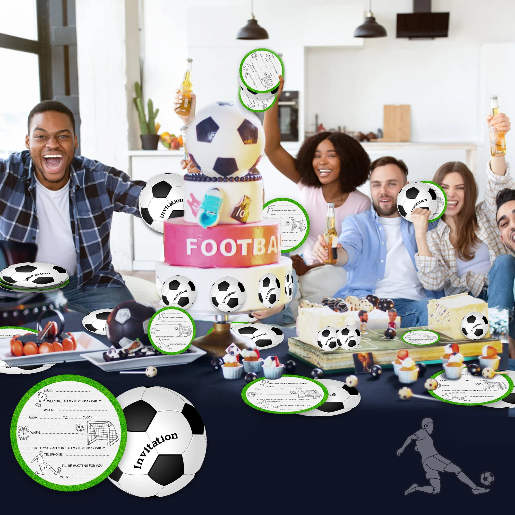 10 Stück Fußball-Einladungskarten, Gruß-Einladungskarten für Geburtstagsfeier, Babyparty, Partyzubehör – Detail 9