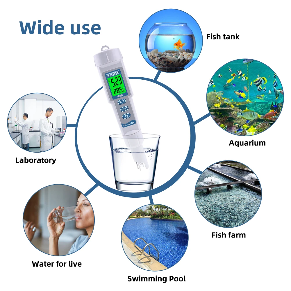 Yieryi 3 in 1 Multi-Parameter PH Monitor Water Quality Tester PH-983 Pen Type pH EC TEMP Acidometer Drink Water Quality Analyser