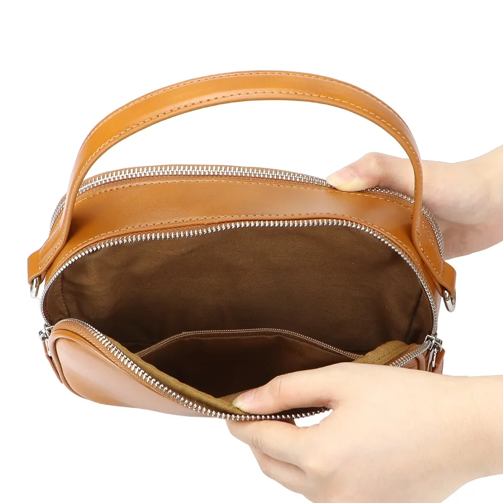 URBAN MASTER Retro Genuine Leather Handbag, Minimalist Shoulder Crossbody Bag, Casual Large Capacity Pillow Top-Handle Bags 1695