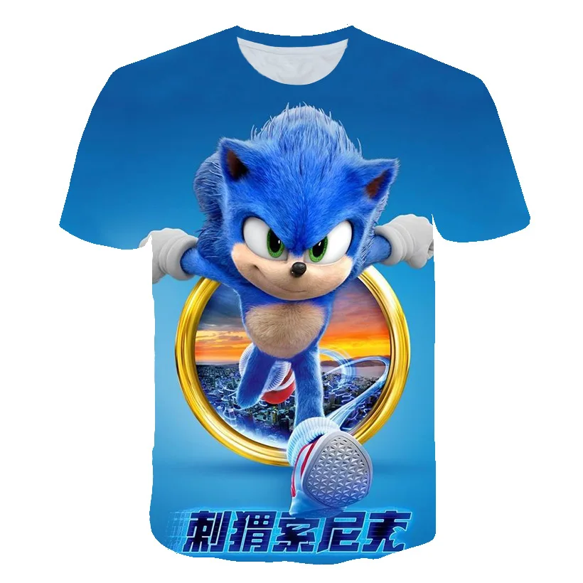 Summer Boy Anime Short Sleeve Sonic 3D Print T Shirts Children's Homewear Tee Daily Casual Tops 3-14Y Kids' Boys Sporty T-shirt 2