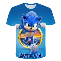 Summer Boy Anime Short Sleeve Sonic 3D Print T Shirts Children's Homewear Tee Daily Casual Tops 3-14Y Kids' Boys Sporty T-shirt 2