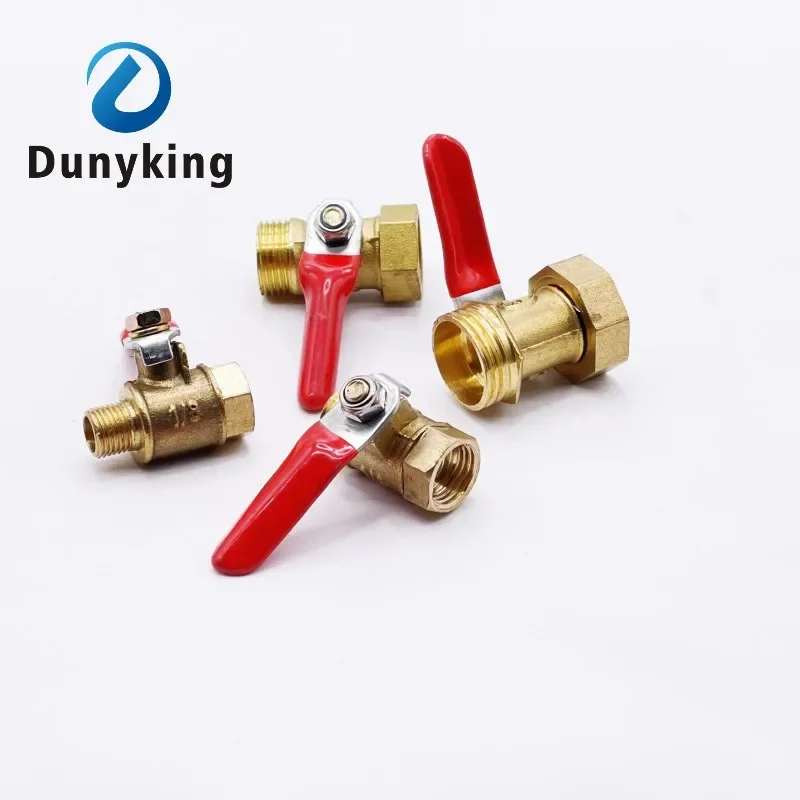 Brass small ball valve 1/8 1/4'' 3/8'' 1/2'' Female/Male Thread Brass Valve Connector Joint Copper Pipe Fitting Coupler Adapter