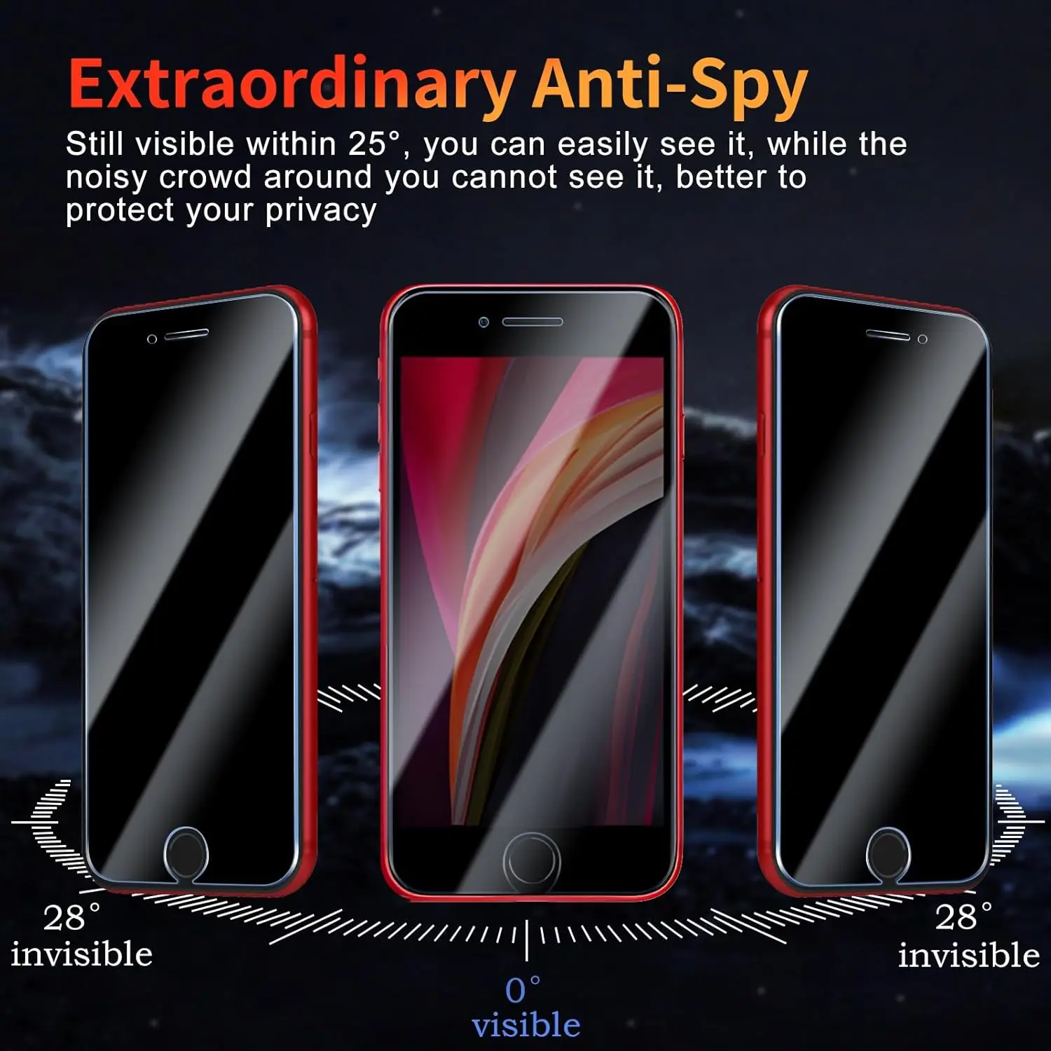Triple Pack Privacy Tempered Glass Screen Protector - Anti-Spy Shield