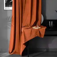 Simple Stylish Solid Color Dark Orange High Blackout Curtains High-end Thicken Australian Wool Curtains for Bedroom Living Room 2