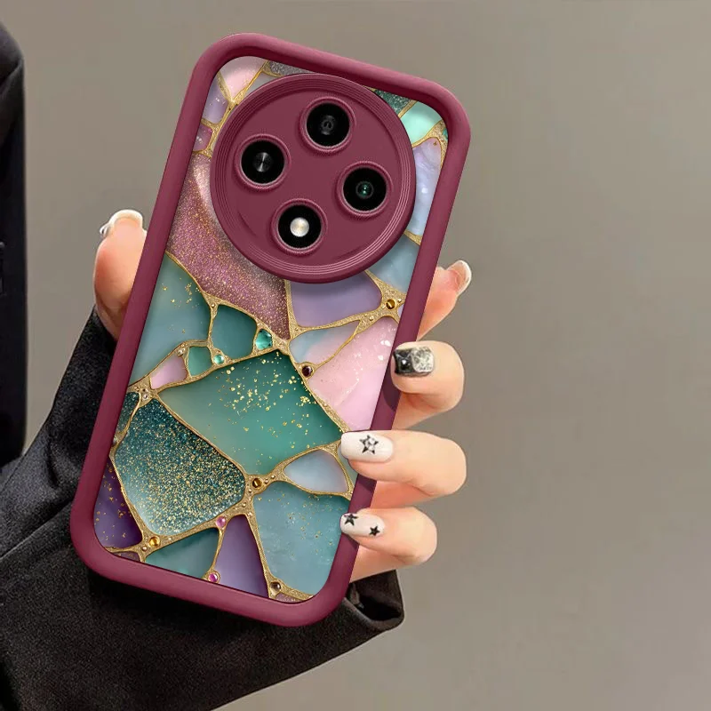 Custodia Morbida Lussuosa con Stampa Effetto Marmo Rosa e Verde per Huawei Honor 400 200 Lite 100 Magic 8 7 6 5 PRO X9 X8 5G - immagine 6