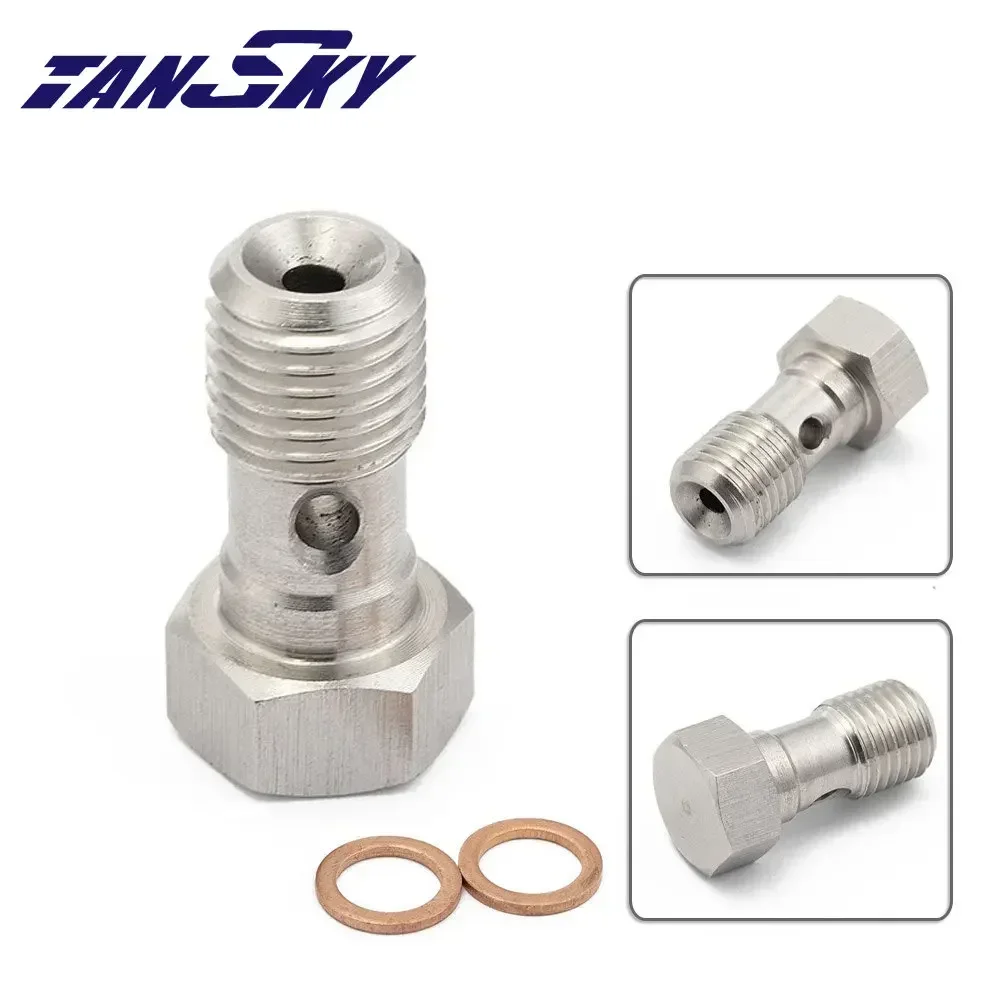 TANSKY Single Banjo Bolt Stainless Steel 7/16" x 20 UNF AN4 / AN3 / M10 M12 x 1.0mm Turbo Brake Line Adapter Fitting EPCGQ79
