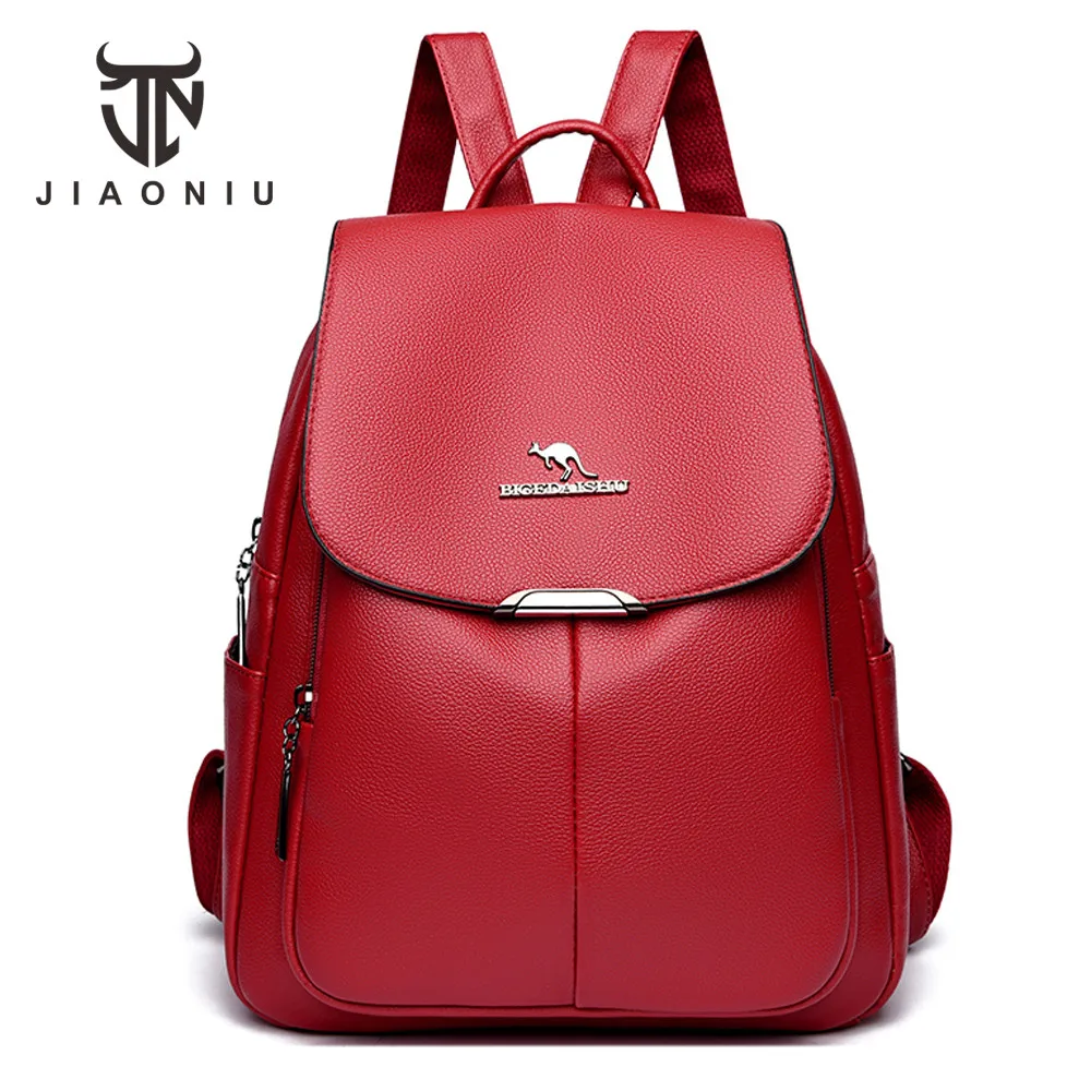 

Women Large Capacity Backpacks High Quality Leather Female School Bags and Purses Fashion Travel Bagpack Ladies Bookbag Rucksack