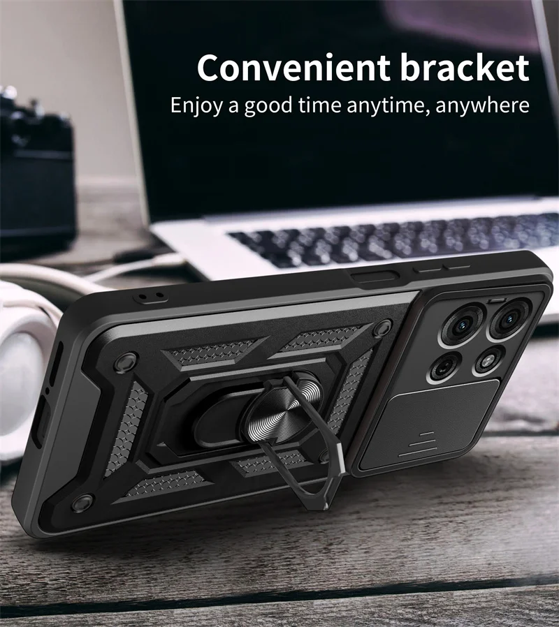 Enhanced Protective Phone Case with Magnetic Ring Holder