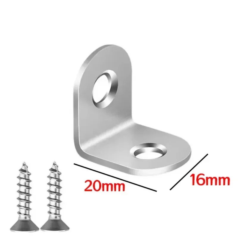 Angle Bracket 50/1Sets Stainless Steel L-shaped Corner Code 90 Degree Right Angle Bracket Furniture Stable Connector Accessories