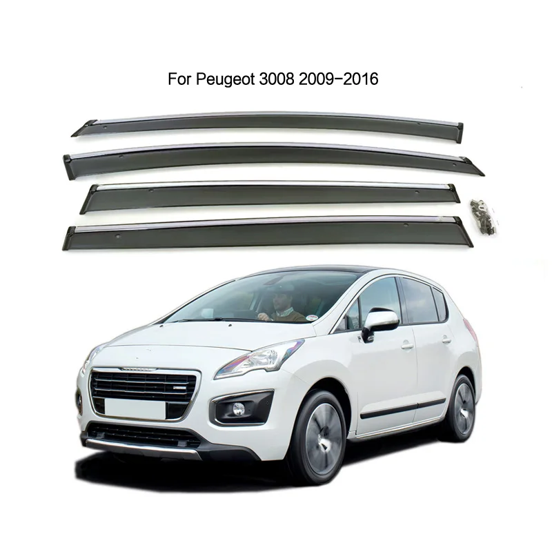 High Quality Door Window Rain Visor Guard Weather Deflector For Peugeot 3008 2009 2010 2012 2015