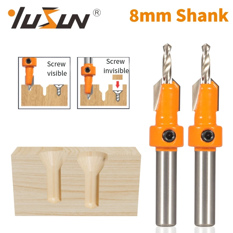 

YUSUN 8MM Shank Hss Countersink Router Bit Screw Extractor Woodworking Milling Cutter For Wood