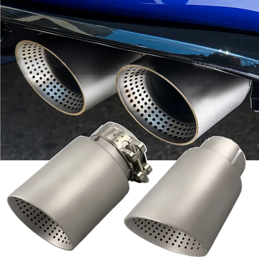 Matte Stainless Steel Car Muffler Tip Exhaust Tip System Pipe Universal Exhaust For GTI MK7 Golf7 Nozzle 1 Pcs