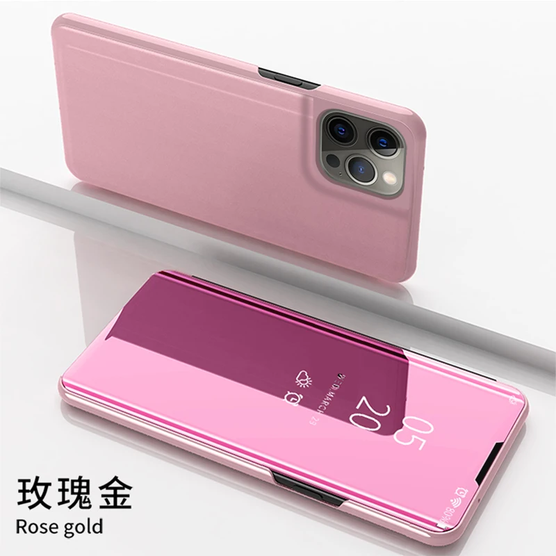 Sqgylgl Funda Compatible Con IPhone 13 Carcasa Espejo Mirror Flip Caso Clear View Standing Cover Para