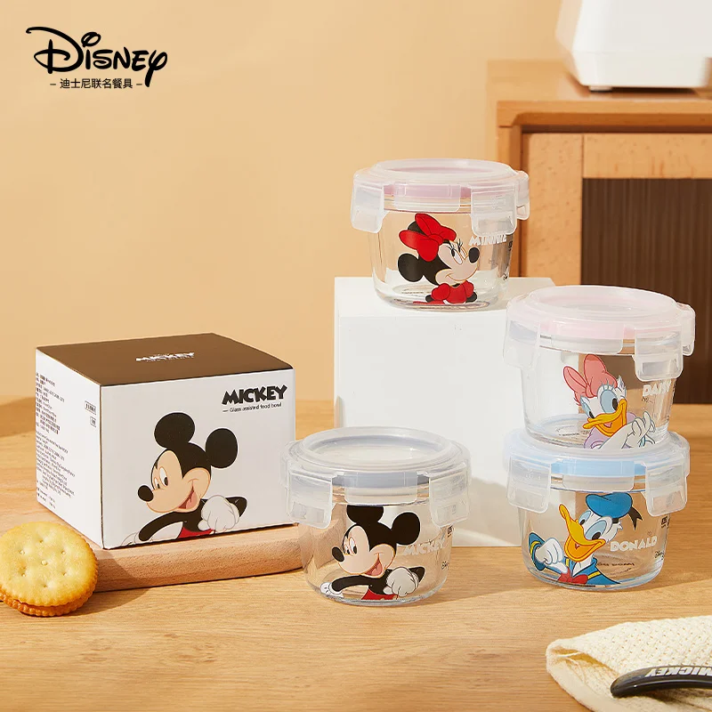 Disney Anime Mickey Maus Minnie Maus Cartoon Glas Lunch Box mit Deckel Obst  Mittagessen Box Runde Mikrowelle Suppe Box geschenk - AliExpress
