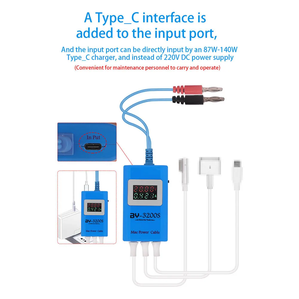 BY 3200S Power Boot Cable For MacBook Fast Charge Turn On Charger Type-C T-Style L-Style Connector Mac Power Charging Flex