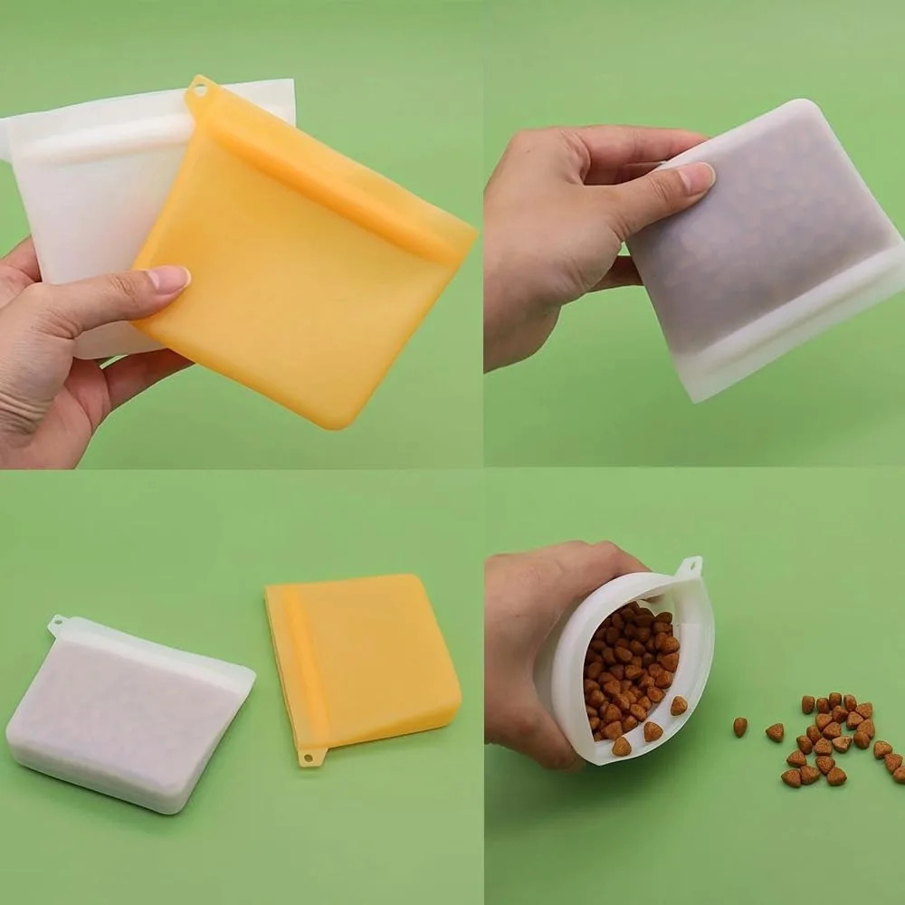 Dog Food Bag Waterproof Moisture-proof Pet Outdoor Training Dog Food Bag Cat Silicone Snack Storage Pet Supplies