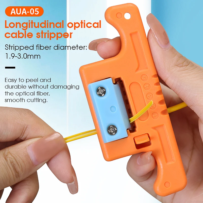 

AUA-05 Fiber Cable Ribbon Stripper MSAT5 Loose Tube Buffer Mid-Span Access Tool 1.9mm to 3.0mm Replaceable Blade