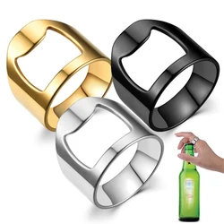 Fashion Men's Bottle Opener Ring Corkscrew Stainless Steel Finger Ring Beer Can Openers Gadgets Cool Bar Kitchen Accessories