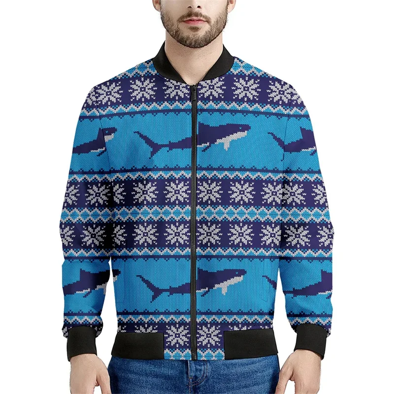 thumbnail image 1 of Chaqueta con estampado de tiburón divertido para hombre, con estampado 3D de animales, mangas largas, para primavera y otoño, chaquetas de gran tamaño con cremallera, abrigo, ropa de calle, 1 of 5