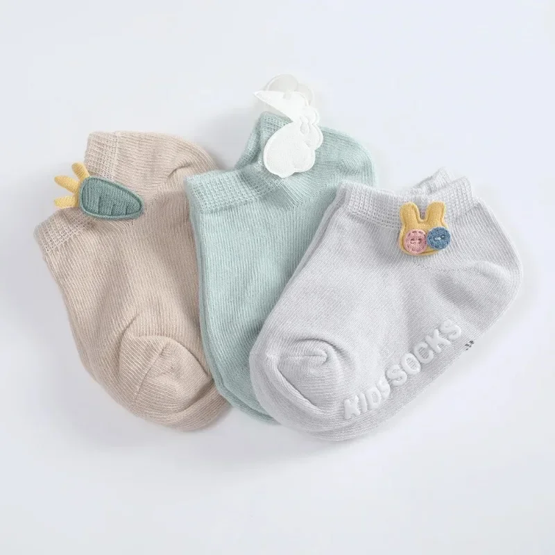 어린이 발목 양말, 소년 소녀 트램펄린 양말, 코튼  편안한 보트 양말, 어린이 바닥 스포츠 의류 액세서리, 3 쌍