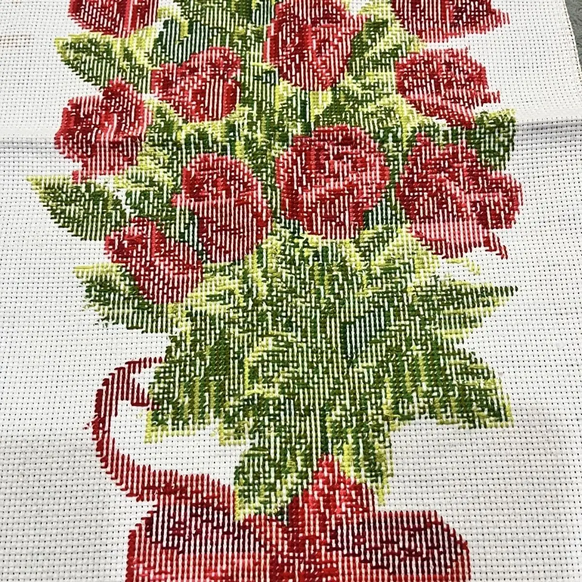 Pure handmade cross stitch lover rose red rose bouquet romantic living room bedroom package