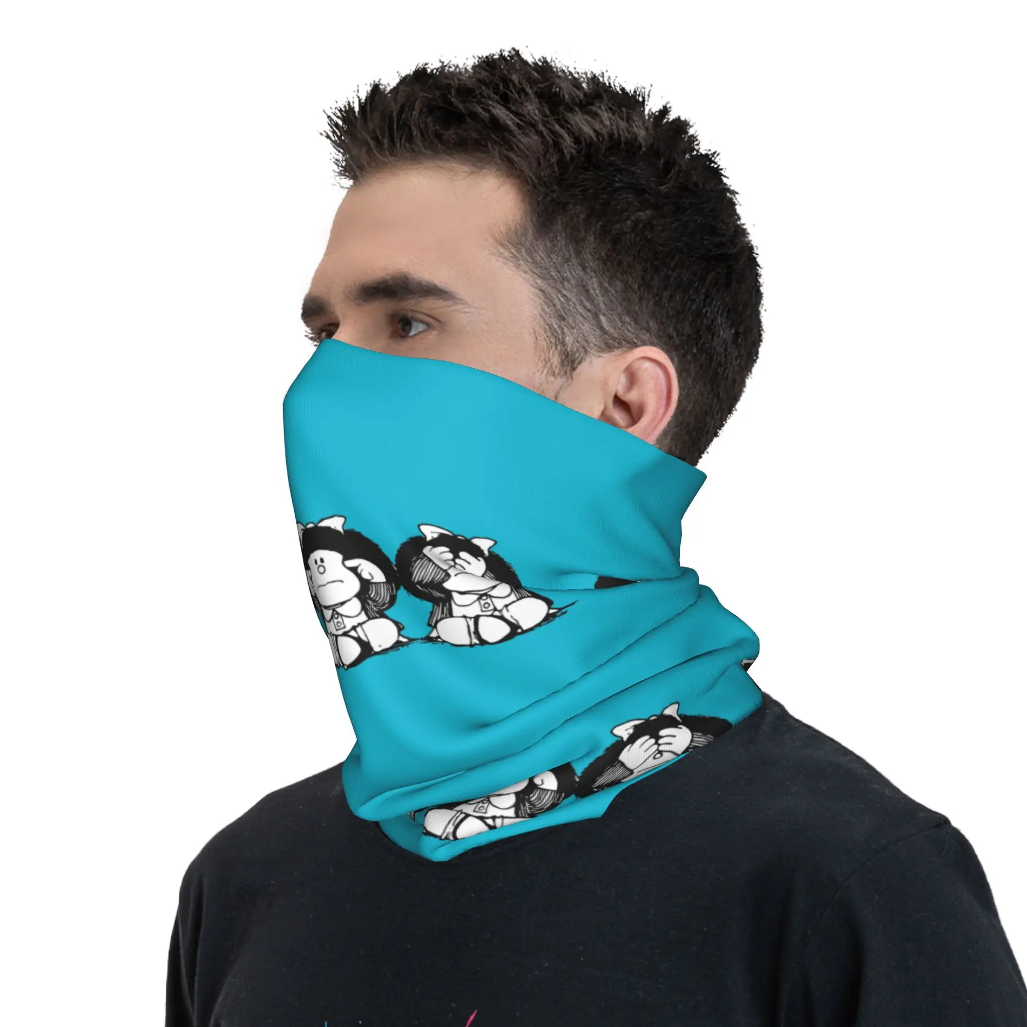 Humor Mafalda Neck Gaiter Women Men Windproof Winter Quino Cartoon Manga Bandana Scarf for Cycling