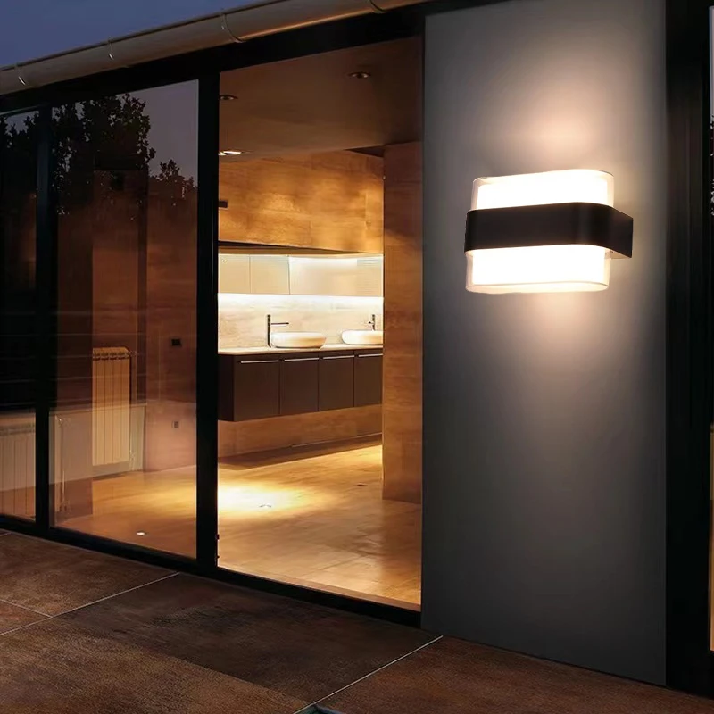 Outdoor LED Double Head Wall Lamp Waterproof Acrylic Square Wall Lamp Stair Aisle Simple Waterproof