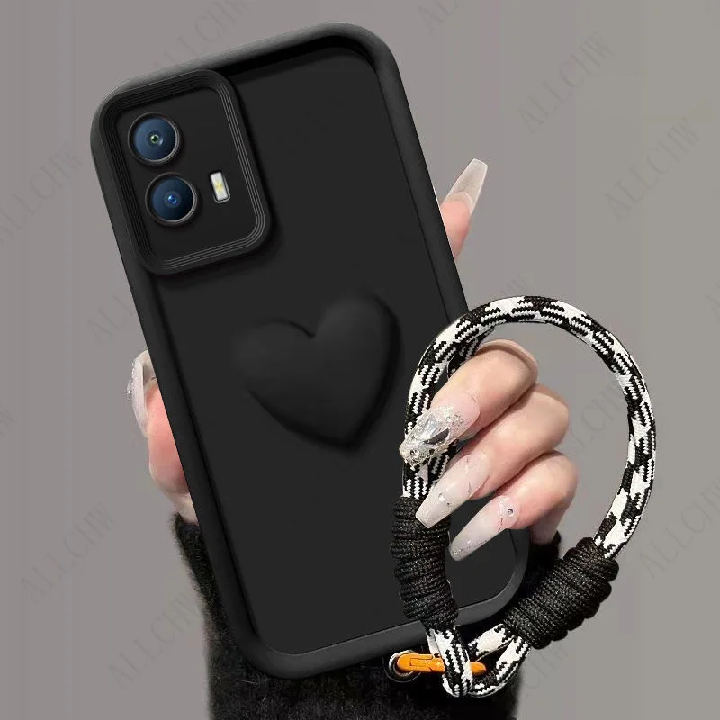 Love Heart Hand Strap Back Cover for Motorola Edge 50 Series