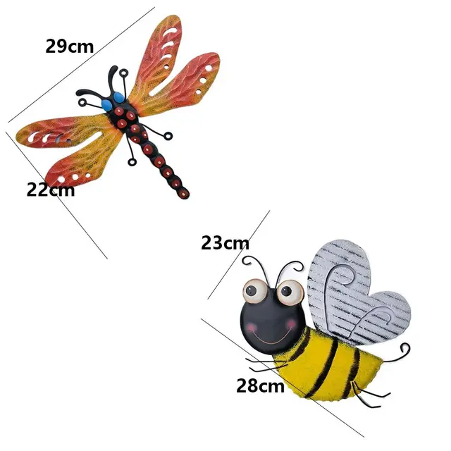 Új Fém Méh Dragonfly Fal Art Függő Szobrok Díszek Hátsó Udvar Kerti Vas Művészeti Beltéri Dekoráció - Image 6