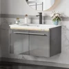 31" LED Floating Bathroom Vanity with Sink, High Gloss Single Sink Wall Mounted Bathroom Storage Vanity Cabinet 1