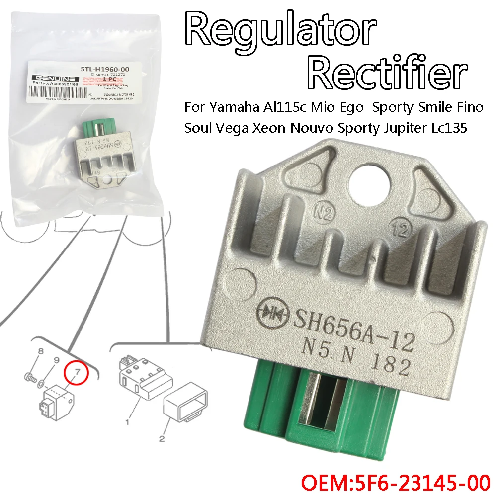 Raddrizzatore Regolatore Per Yamaha Al115C Mio Ego Sporty Smile Fino Soul Vega Xeon Nouvo Sporty Jupiter Lc135 Srl110 125Z Rx King