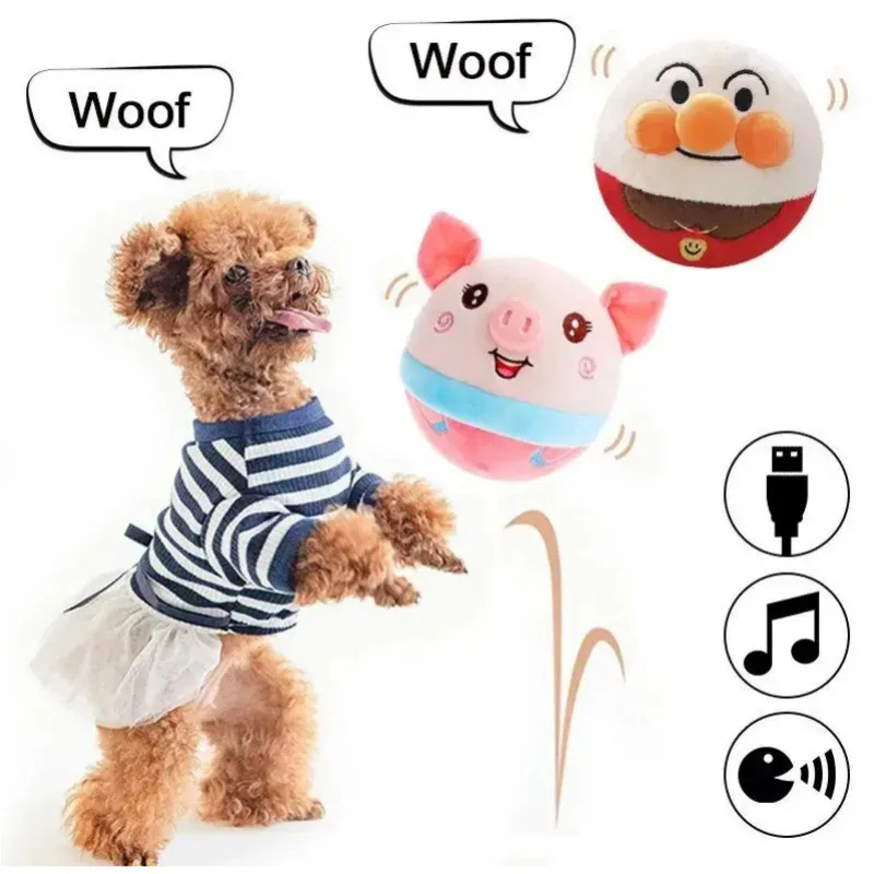 

USB Rechargeable Dog Toy Ball Pet Electronic Pet Bouncing Jump Balls Talking Interactive Dog Plush Doll Toys New Gift For Pets