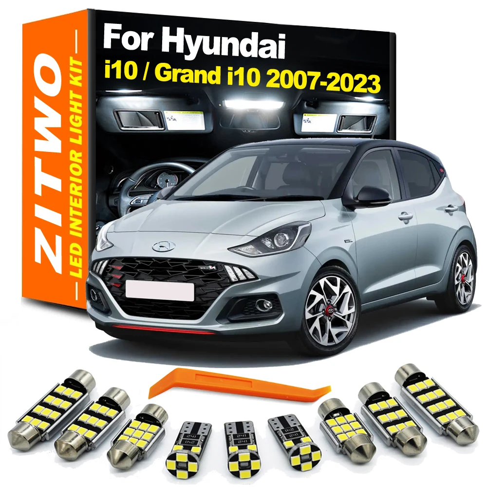 ZITWO 9Pcs LED Interior Dome Reading Light Bulb Kit For Hyundai i10 Grand i10 N Line 2007 2017
