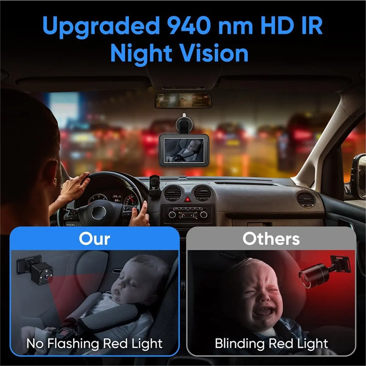 AD10 1080P 차량용 베이비 모니터, 자전거 후방 카메라 5인치 화면 야간 투시 카메라 (자전거, 산악 자전거용)